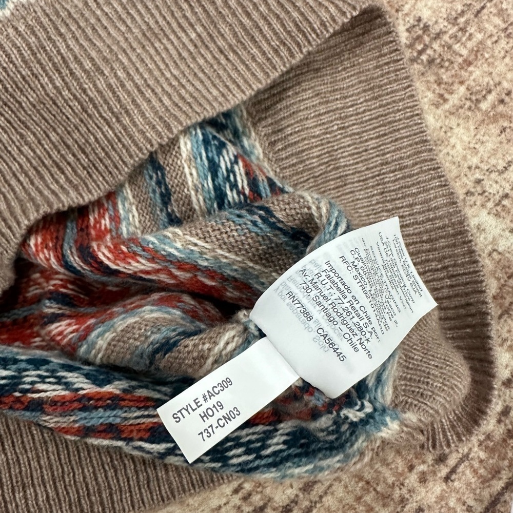 J Crew Sweater Mens Small Lambs Wool Fair Isle Nordic Pullover Long Sleeve Knit - Picture 8 of 9